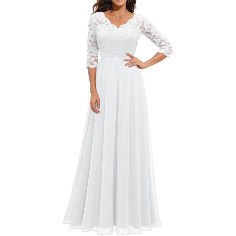 Color code new European and American hot-selling dresses lace splicing long waist noble dress dresses