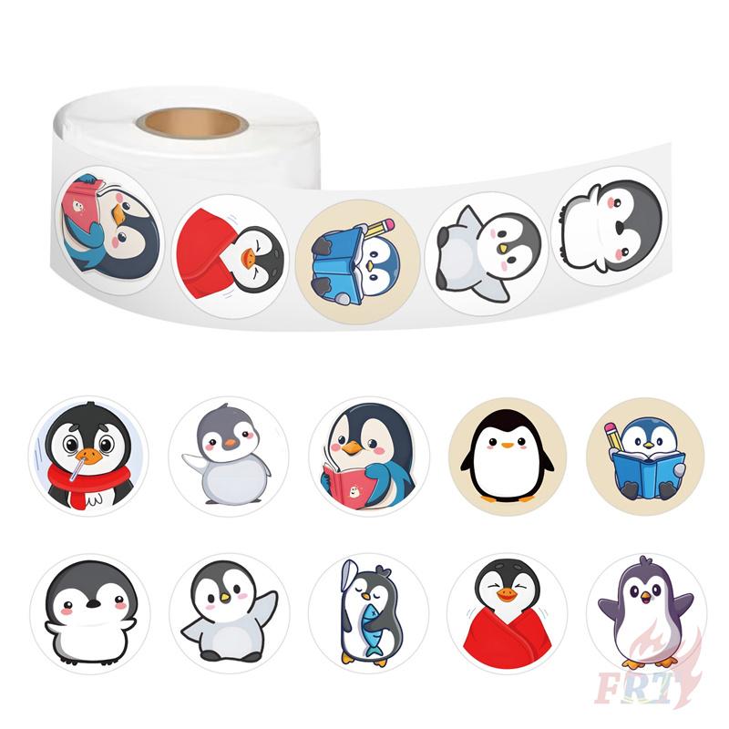 

500Pcs/Roll Q Funny Penguins Kids Rewards Stickers - DIY Scrapbooks Album Decor Sealing Label Decals