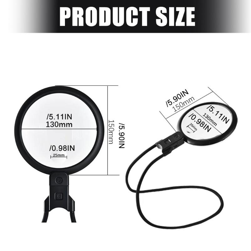Magnifying Glass with Light Gooseneck Magnifier for Reading LED Large Magnifier for Book Handheld Neck Desktop Use