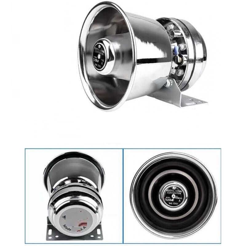 1pc Stainless Steel Alarm Horn Siren 12V 200W Speaker Super Loud Alarme Horn Car Train Truck Motorbike Electronic Claxon Horns