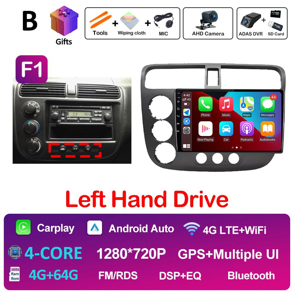 DSP Stereo GPS Navigation For Honda Civic 2000 2001 2002 2003 2004 2005 2006 Multimedia Player Android 14 Touch Screen Head Unit
