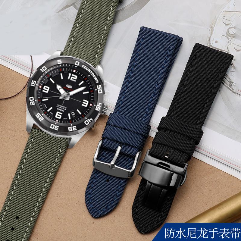 For Omega Seiko Casio Tissot Watch Strap 19mm 20mm 22mm 23mm 24mm Nylon Leather Wrist Band Men's Waterproof Canvas Bracelet Belt