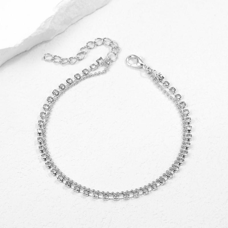 Multi Layered Ankle Chains Summer Beach Ankle Chains Street Photos Metal Chains Round Bead Chains Sparkling Diamond Ankle Chains