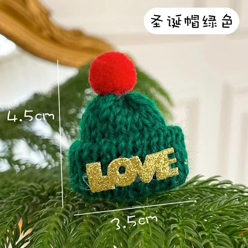 Cute Small Christmas Hat Knitted Wool Hat Cute Mini Finger Set Xmas Tree Ornaments Decoration Supplies