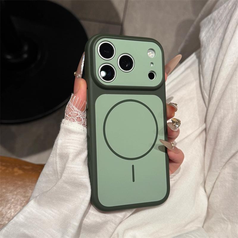 Matte Texture Magnetic Ring Phone Case for iPhone 14-17 Pro, Contrasting Colors