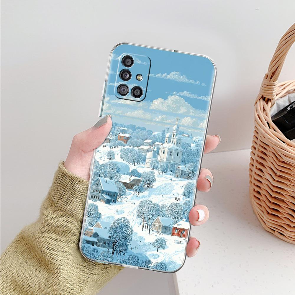 Phone Case For Samsung A15 A13 A35 A55 A51 A71 A41 A31 A21S A05 A17 A23 A25 A33 A53 A73 5G A07 4G Cover Cartoon Christmas Style