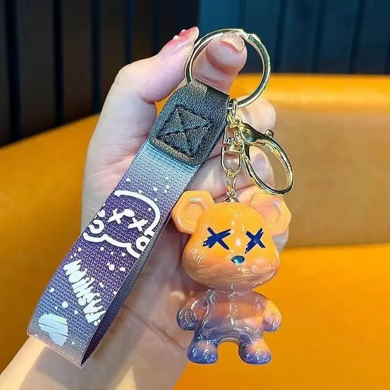 Starry Sky Bear Keychain, Car Keychain, Student Schoolbag Pendant, Men's and Women's Bags, Pendant, Car Key.