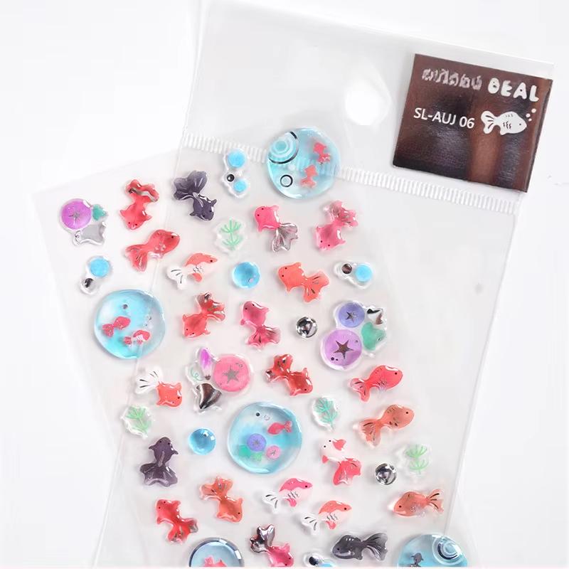 1 sheet Japan Goldfish Epoxy Crystal Glue Sticker Phone Case Sticker Diary Notebook Decoration Creative Gifts