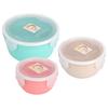 3Pcs Set Food Preservation Box with Lid Round Student Lunch Box for School Home Outdoor