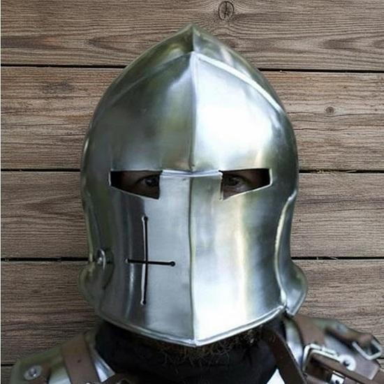 Medieval Barbute Helmet : fully wearable helmet for Role Play with Free Display Stand