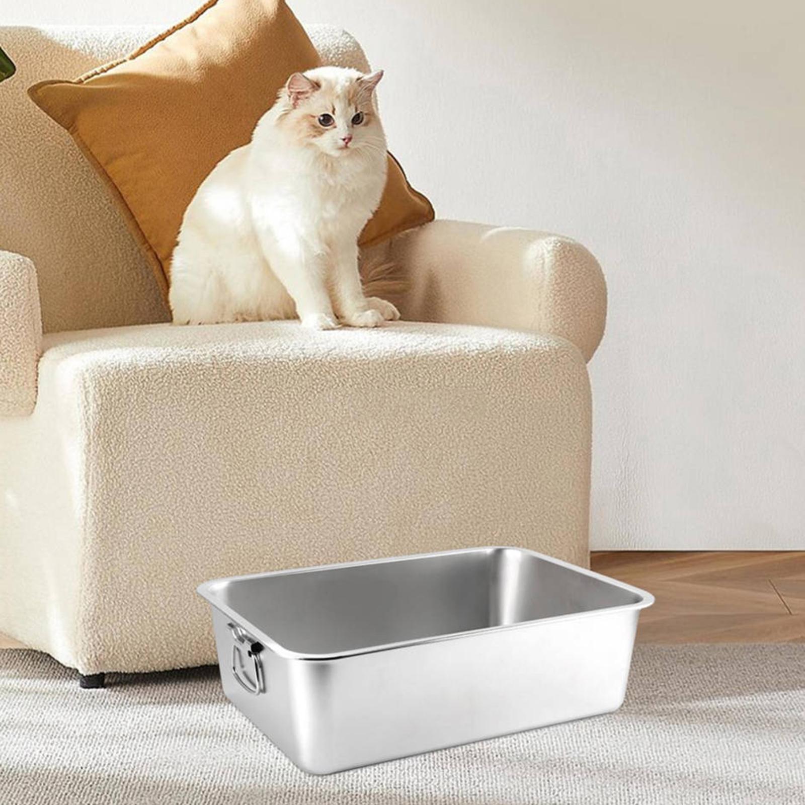 

Cats Litter Box Stainless Steel Portable Anti Splashing Pet Bedpan Pet Supplies Cats Litter Tray Cat Toilet Kitten Potty Pan S