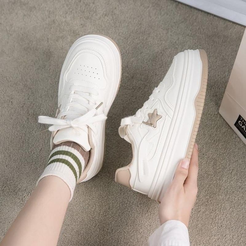 Thick-soled Color-matching Star Board Shoes Autumn New Versatile Lace-up Little White Shoes INS Trendy Student Casual Shoes