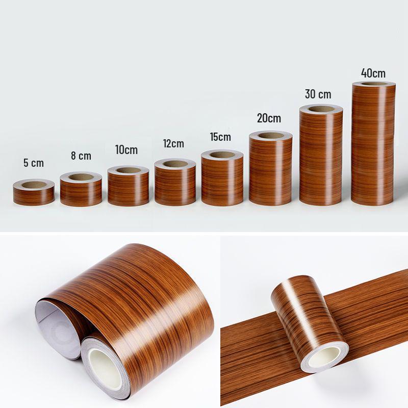 Wood Grain Self-Adhesive Veneer: 10m Decorative Strip for Covering Blemishes and Holes On Floors, Doors, and Furniture.