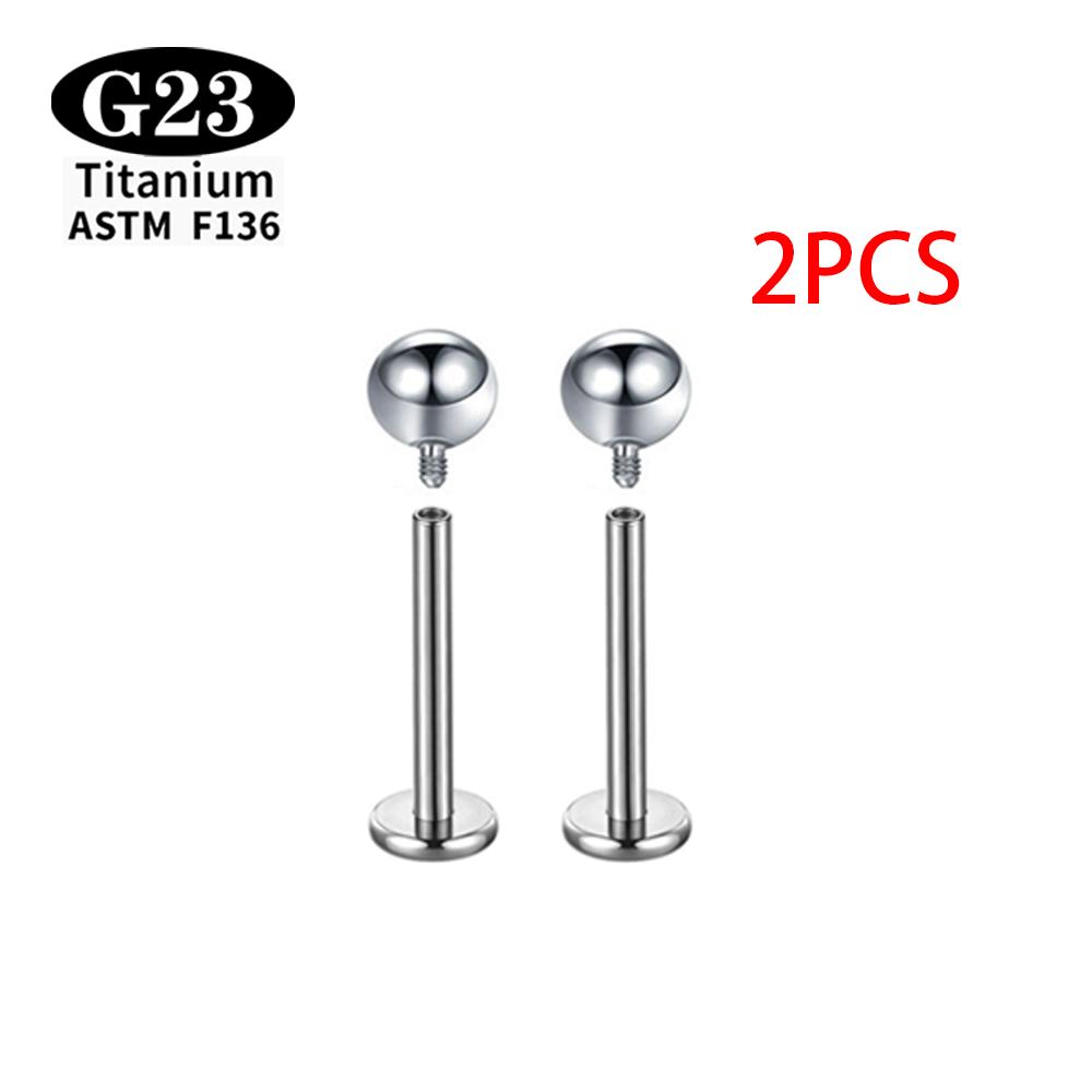 2/10/50/100PCS ASTM F136 G23Titanium Labret Lip stud earrings Piercing Body Jewelry Internally Threaded Ball nose nail