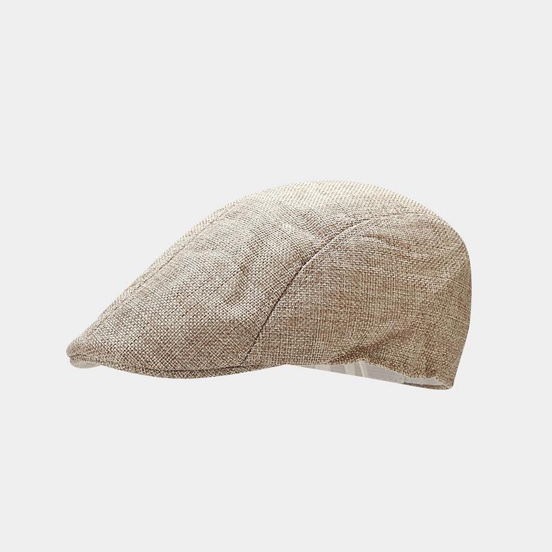 Spring and Summer Simple Light Board Imitation Hemp Beret Men's British Retro Breathable Duck Tongue Forward Hat Women's Middle-aged Hat