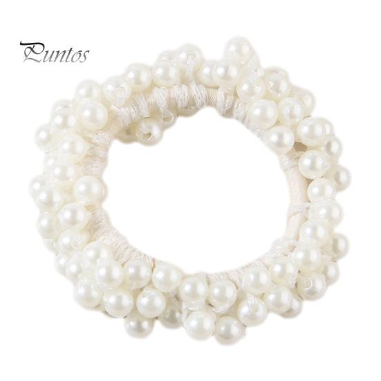 Buntes Haarseil mit Kunstperlen, hochelastisches Gummiband, Haargummi, hoher Pferdeschwanzhalter, Haar-Accessoire für Frauen