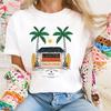 Cute Pattern Cartoon T-Shirt Short Sleeved Beach Vacation Casual Print O-Neck Top Women's Fashion Style Travel Summer T-Shirt