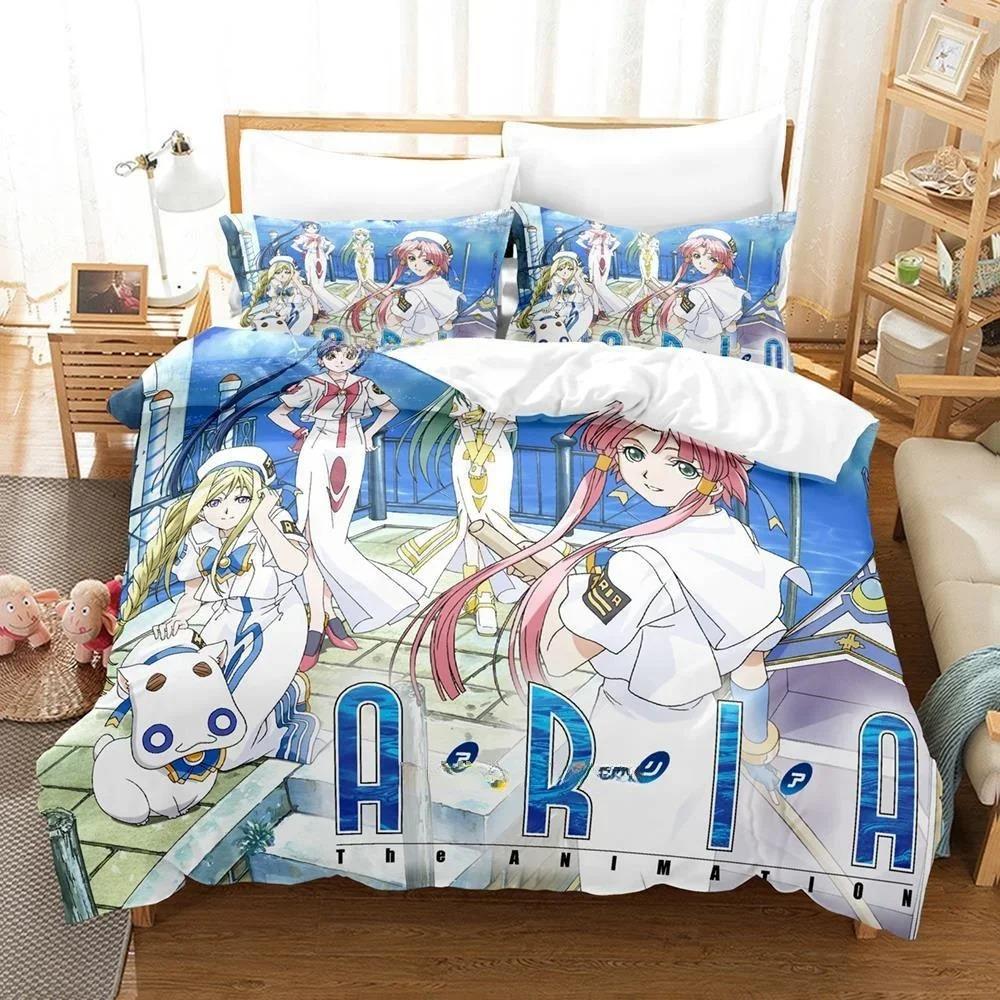 New 3D Anime Bed Sheet Aria the Animation Bedding Set Single Twin Full Queen King Size Bed Set Adult Kid Bedroom Duvetcover Sets
