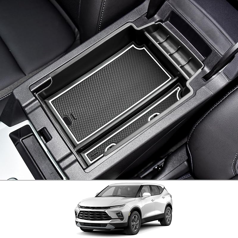 CDEFG Center Console Accessory Organizer for 2019-2025 Chevy Blazer Armrest Box Storage Box Insert Tray (Black, Minimalist Style) белый