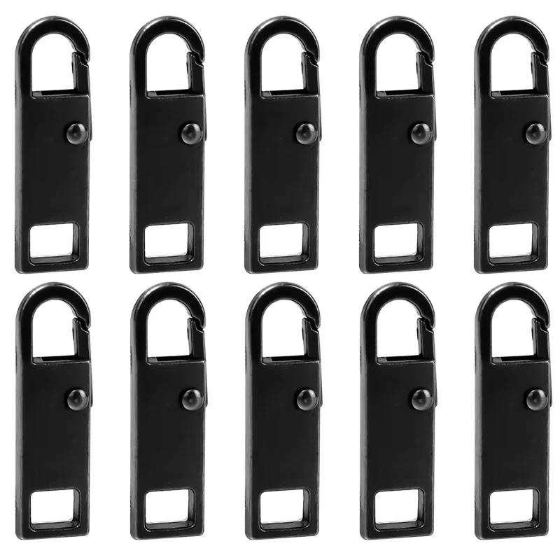 1/10pcs Durable Tool Free Zipper Repair Instant Replacement Metal Pull Slider Universal Detachable for Luggage Bags Clothing