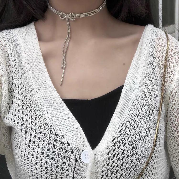 New Bow Necklace Women's Full Clavicle Chain Neck Tassel Special Fashion Dress All-Matching Accessories