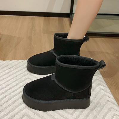 Mode Hiver Femmes Bottines Peluche Courte Chaude Bottes de Neige 2024 Vente Chaude Nouveau Daim Fourrure Semelle Épaisse Décontractées Confortables Bottes Femmes