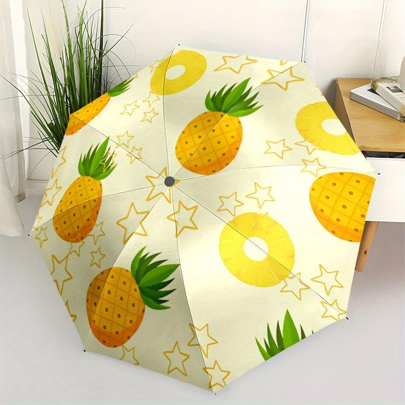 1pc Pineapple Stars Automatic Open/close, All-Season Portable Folding Umbrella, Travel, Everyday, Formal Events - Compact Luxury Parasol, Outdoor Acce