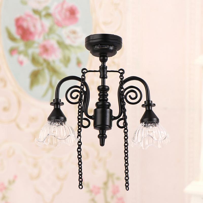 1:12 Dollhouse Miniature Led Lamp Ceiling Lamp Chandelier Droplight Lighting Home Furniture Model Doll House Decor Toy