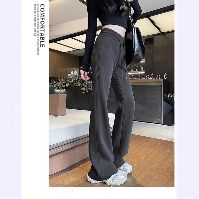 New Early Autumn Micro-flared Casual Pants Women's Horseshoe Trousers Drape Slim and Thin High-waisted Floor Pants