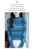 Women's Ethnic Retro Embroidered Wool Sweater – Half-High Collar Jacquard Knit for Autumn/Winter