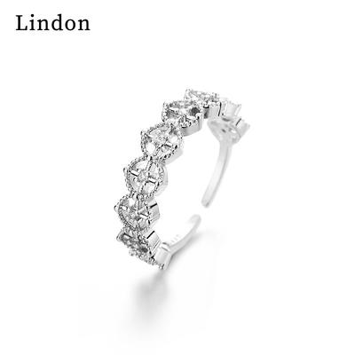 Lindon Classic Copper Alloy Zircon Ring Ladies Jewelry Wedding Promise Party Gift
