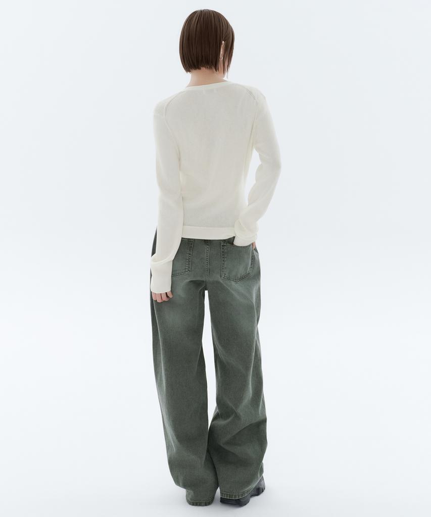 MUSINSA STANDARD WOMAN Pigment Wide Denim Pants [Khaki Gray]