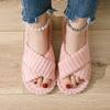 Pluizige Kruis Katoenen Pantoffels voor Dames Binnenshuis Schoenen