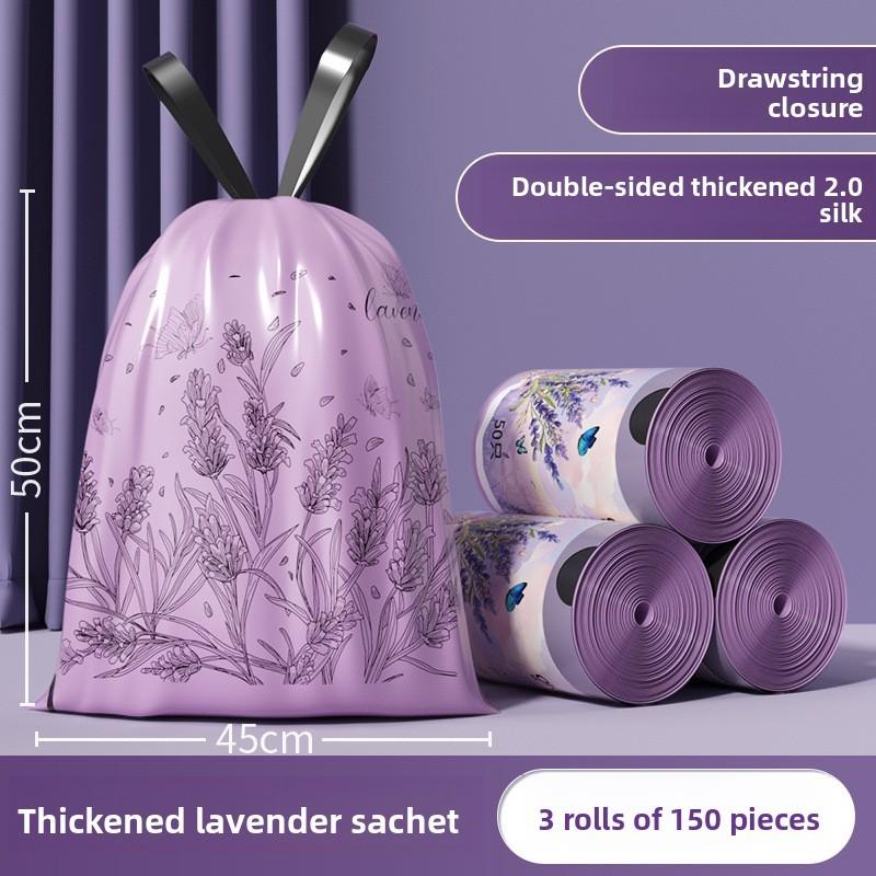 Thick Hdpe Drawstring Garbage Bags For Household Use With Lavender Pattern