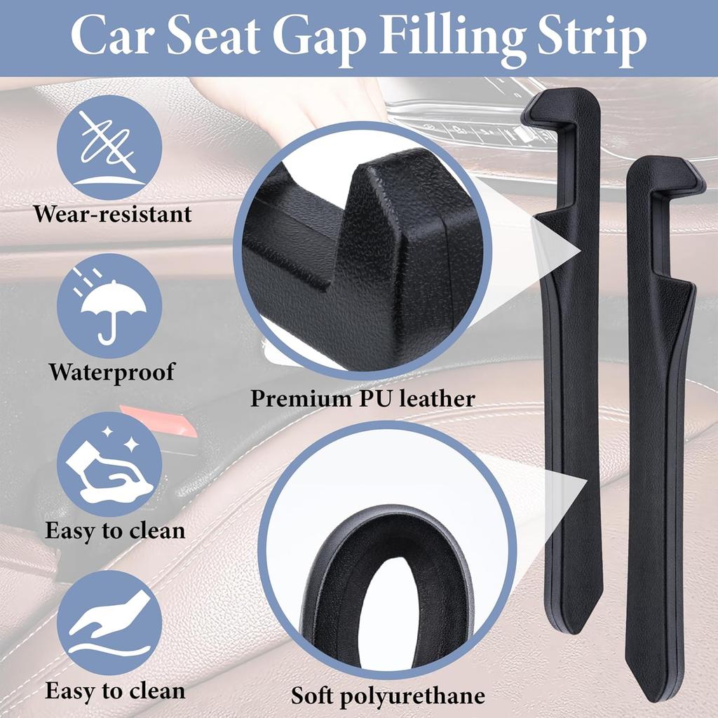 2 PCS Car Seat Gap Filler, Leather Seat Gap Plug To Fill The Gap Between Seat And Console, Universal Car Seat Crevice Blocker Stop Things From