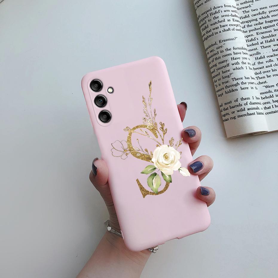 For Samsung Galaxy A24 4G Fashion Case Pink Black Matte Silicone Letters Phone Case For Samsung A24 A 24 4G SM-A245F Back Cover