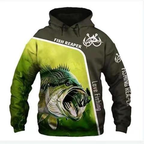 Sweat à capuche unisexe avec impression numérique 3D Motif pêcheur Luya pull de sport d'extérieur