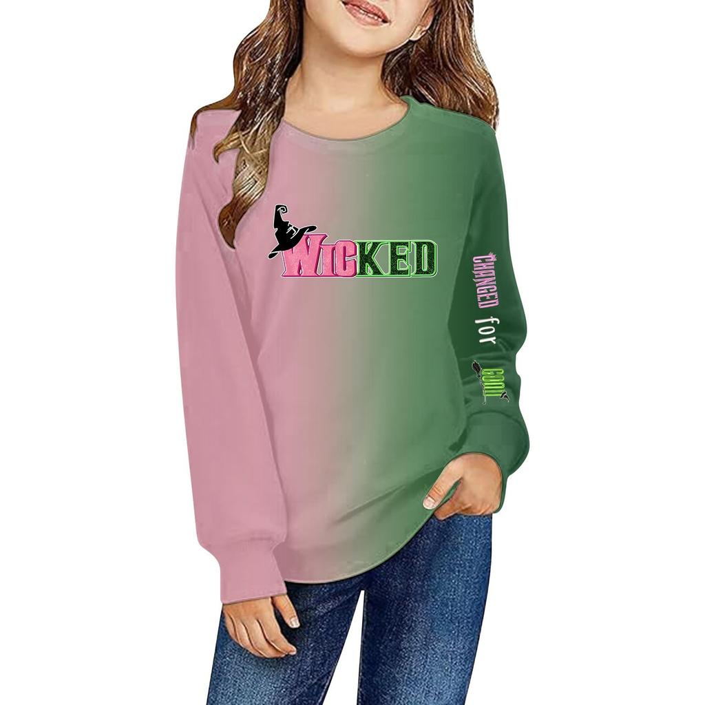 Kids Seven Sleeve Round Neck Christmas Printed Casual Top