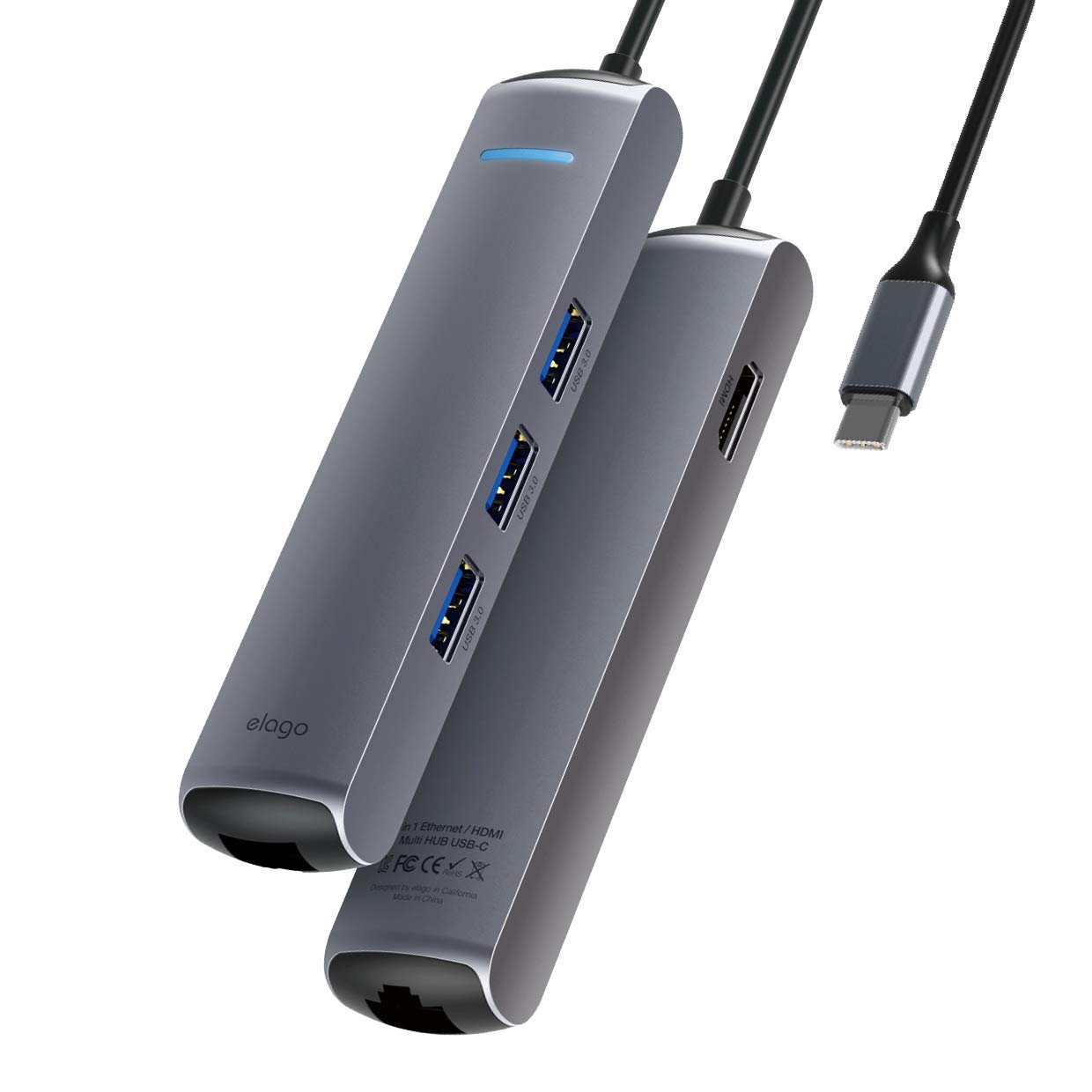

USB C Hub 6 в 1 USB Type C док-станция 4K HDMI выход PD Power Delivery зарядный порт совместимый с Mac OS 0 алюминиевый корпус Multi Conversion темно-серого