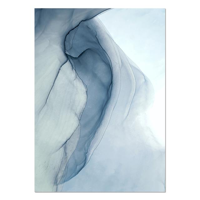 Abstrakcyjny obraz na płótnie Wall Art niebieski atrament Bloom drukowany obraz akwarela plakat skandynawski dekoracje ścienne zdjęcia do salonu