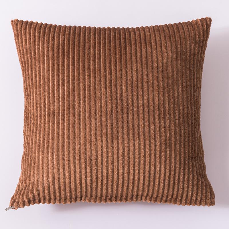 Soft Striped Home Decorative Throw Pillow Covers, Square Corduroy Cream Cushion Cases