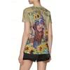 Women's T Shirt Summer Tops Print Graphic Sunflower Short Sleeve Crew Neck Crop Tops Summer