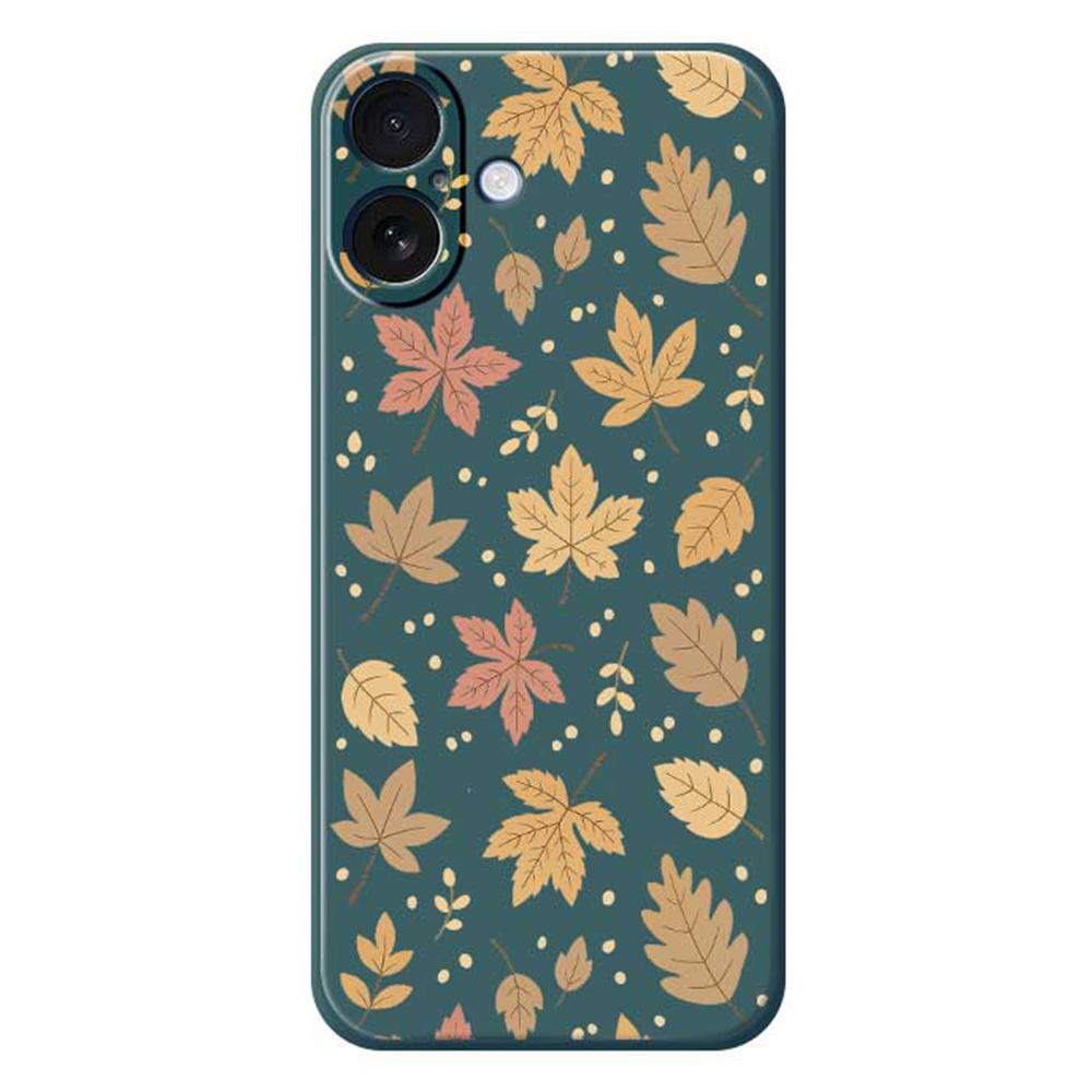 

Чехол для iPhone 17 с принтом листьев, ТПУ задняя крышка для телефона с прямыми краями Green