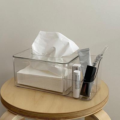 Tissue Holder Transparent Visible 2 Compartment Tissue Case Plastic Desktop Napkin Dispenser Box Living Room Supplies