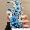 Retro Blue Pink Flower Applies To Apple 16promax Mobile Phone Case 15plus Transparent 14 Space Case 13 Airbag 12