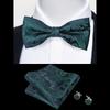 Classic Bowtie Bow Ties for Mens Butterfly Bowknot Pocket Square Cufflinks Suit Set Bussiness Accessories