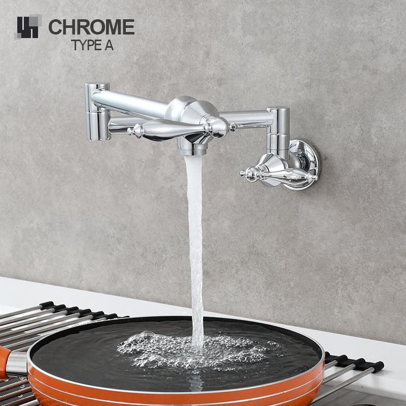 

Антикварный встроенный латунный смеситель для кухни с одним отверстием и двумя ручками, золотой черный кран, настенный кран для холодной воды