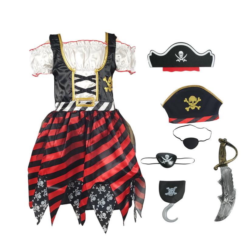 Captain Jack Sparrow Piratenkostüm für Kinder - 3-teiliges Halloween Cosplay Outfit