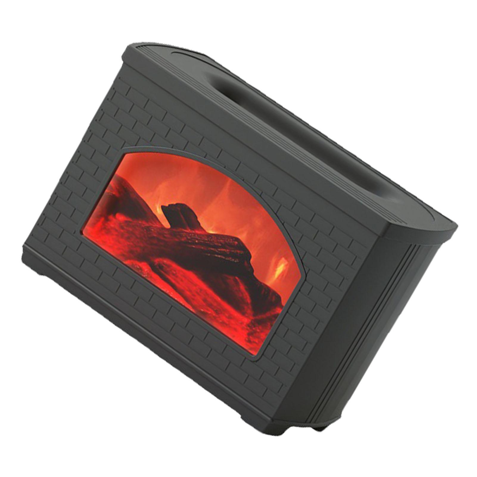 

270ml Mist Humidifier Simulated Fireplace Design Power Off Protection Fire Diffuser for Home Black чёрный