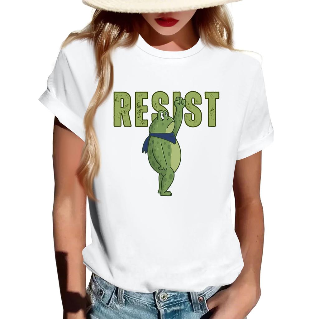 Adult Round Neck Casual Printed Short-sleeved T-shirt Top